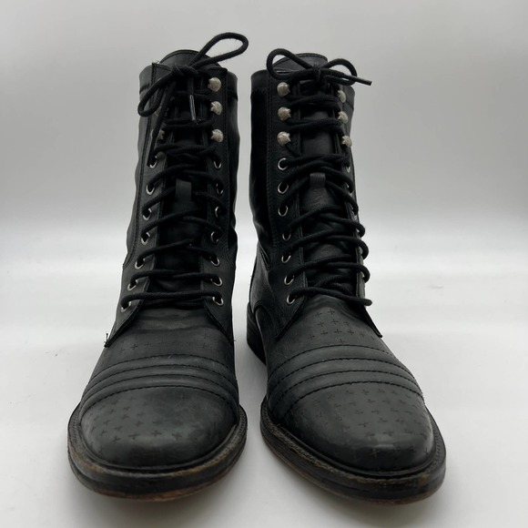 Free People Leather Ankle Boot Womens Size 38 / 7.5 US Combat Boots - Picture 9 of 14